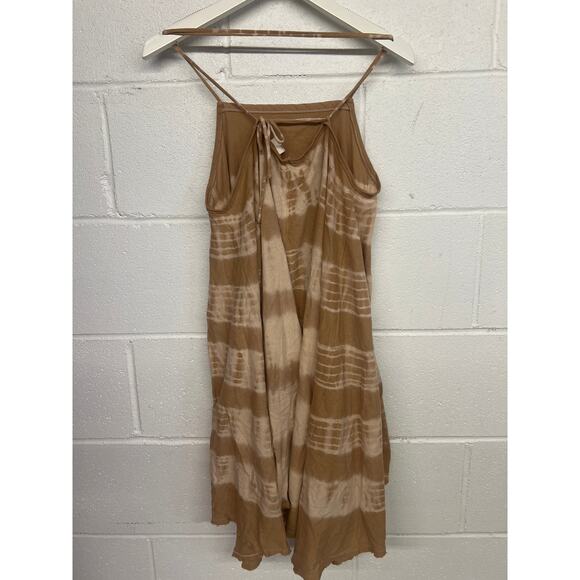 New We the Free Sz XS Free People Seashell Brown Tie-Dye Tunic printed tan dress - Picture 4 of 7